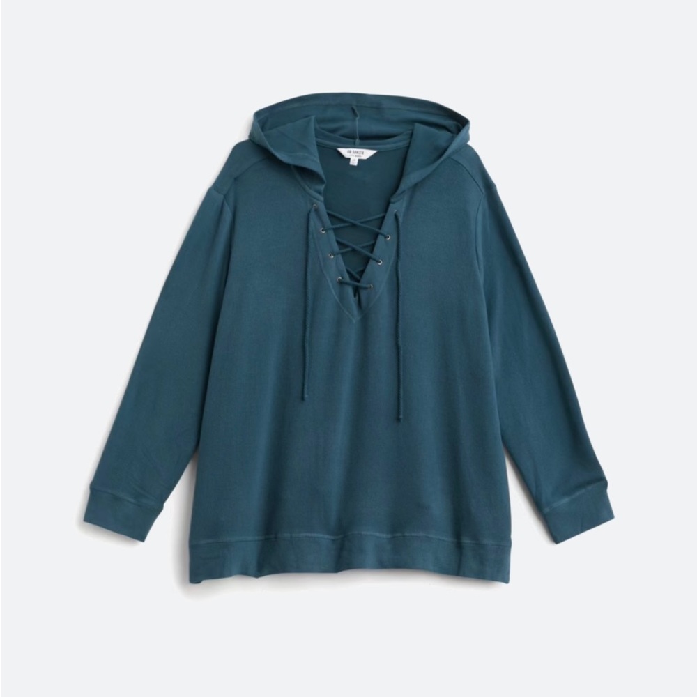Cozy Hooded knit drawstring top.  No pocket.